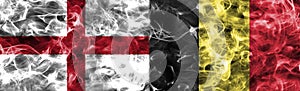 Inglaterra contra Bélgica fumar bandera grupo fútbol americano taza 2018 moscú 