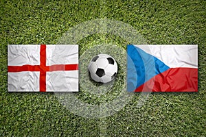 England vs. Czech Republic flags on soccer field