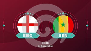 England vs senegal playoff round of 16 match Football 2022. 2022 World Football championship match versus teams intro sport