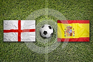 England vs. Spain flags on soccer field