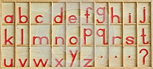 English alphabet.