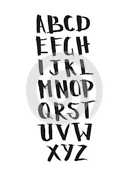 English alphabet. Black and white lettering.Letter. Vector handwritten brush script. Black letters on white background. ABC