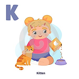 English alphabet with cartoon cute children