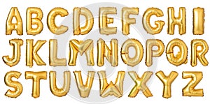 English alphabet from golden balloons