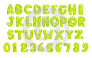 English alphabet lime color