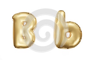 English alphabet made of golden inflatable character. Party decoration, anniversary, celebration, carnival. 3d rendering