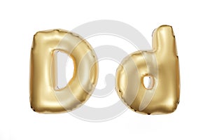 English alphabet made of golden inflatable character. Party decoration, anniversary, celebration, carnival. 3d rendering