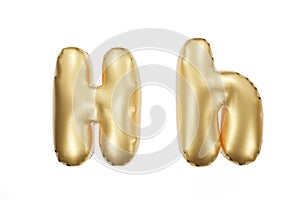 English alphabet made of golden inflatable character. Party decoration, anniversary, celebration, carnival. 3d rendering