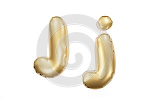 English alphabet made of golden inflatable character. Party decoration, anniversary, celebration, carnival. 3d rendering