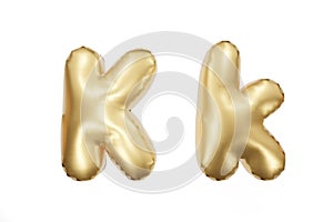 English alphabet made of golden inflatable character. Party decoration, anniversary, celebration, carnival. 3d rendering