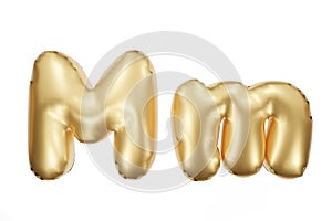 English alphabet made of golden inflatable character. Party decoration, anniversary, celebration, carnival. 3d rendering