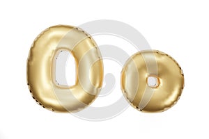 English alphabet made of golden inflatable character. Party decoration, anniversary, celebration, carnival. 3d rendering