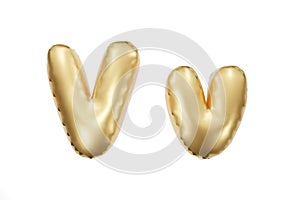 English alphabet made of golden inflatable character. Party decoration, anniversary, celebration, carnival. 3d rendering