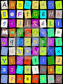 English alphabet over black