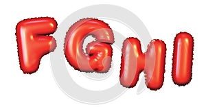 English alphabet from red glossy balloons isolated on a white background.