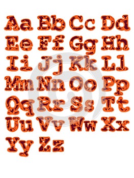 English alphabet with tiger color and fur