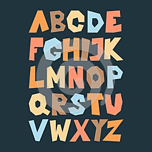 English alphabet vector, typography design. Background with set of decorative latin letters.