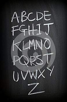 English Alphabet Written on a Blackboard