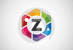 English alphabet Z with camera shutter. Photo camera icon. Photography logo design vector template