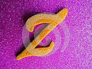 An English alphabet Z pink background shiney photo