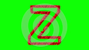 English alphabet Z with water waves on green screen background