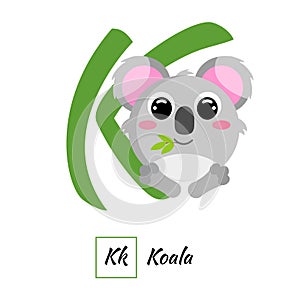 English animal alphabet letter K in vector style