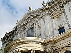 English Baroque architecture style details of St. Paul`s Cathedral in London England U.K.