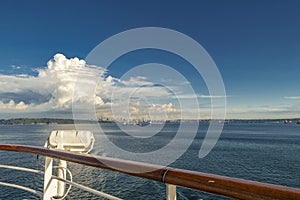 English Bay, Vancouver, British Columbia, Canada from cruise ship deck.