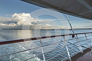 English Bay, Vancouver, British Columbia, Canada from cruise ship deck.