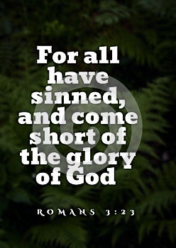 English Bible Verses `  For all have sinned, and come short of the glory of God;  Romans 3:23 `