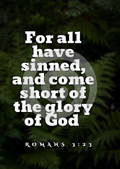 English Bible Verses `  For all have sinned, and come short of the glory of God;  Romans 3:23 ` photo