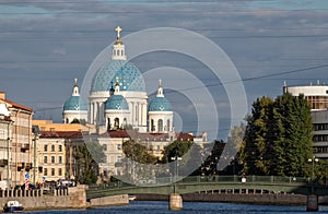 English bridge and Trinity Cathedral in Saint Petersburg