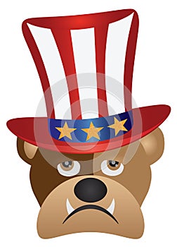 English Bulldog with 4th of July Hat vector Illustration