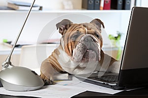 English Bulldog in the office