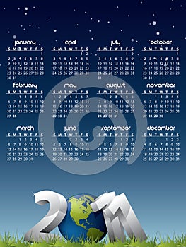 English calendar for year 2011