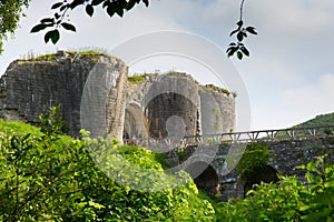 English Castle ruins Corfe Dorset England Purbeck Hills