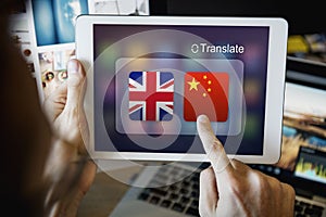 English Chinese Languages Translation Application Concept