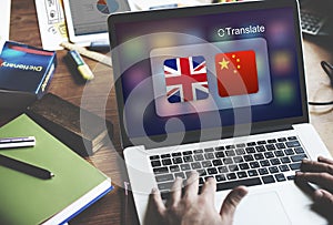 English Chinese Languages Translation Application Concept