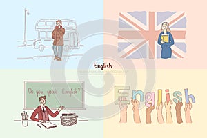 English classes, Great Britain sightseeing tour, excursion for children, students exchange program banner