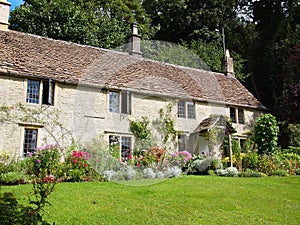 English cottage with flower garden