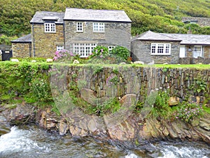 English cottages by river