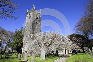 English Country Church and Spring Blossom Cornwall