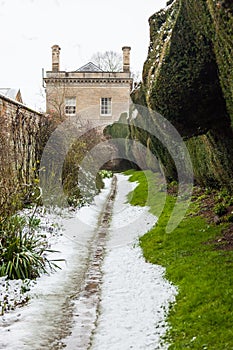 An English country house in snow