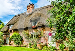 English country house with thatch roof