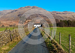 English country road and cottage