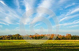 English countryside background. Field with sky.