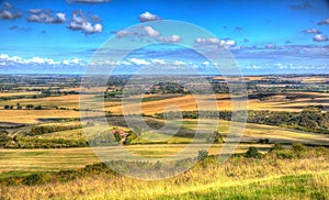 English countryside from Ivinghoe Beacon Chiltern Hills Buckinghamshire UK in colourful HDR photo