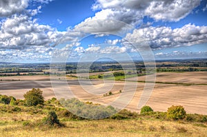 English countryside from Ivinghoe Beacon Chiltern Hills Buckinghamshire UK in colourful HDR photo