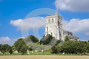 Old english countryside village church scene uk