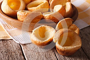 English cuisine: Yorkshire pudding homemade close-up. horizontal